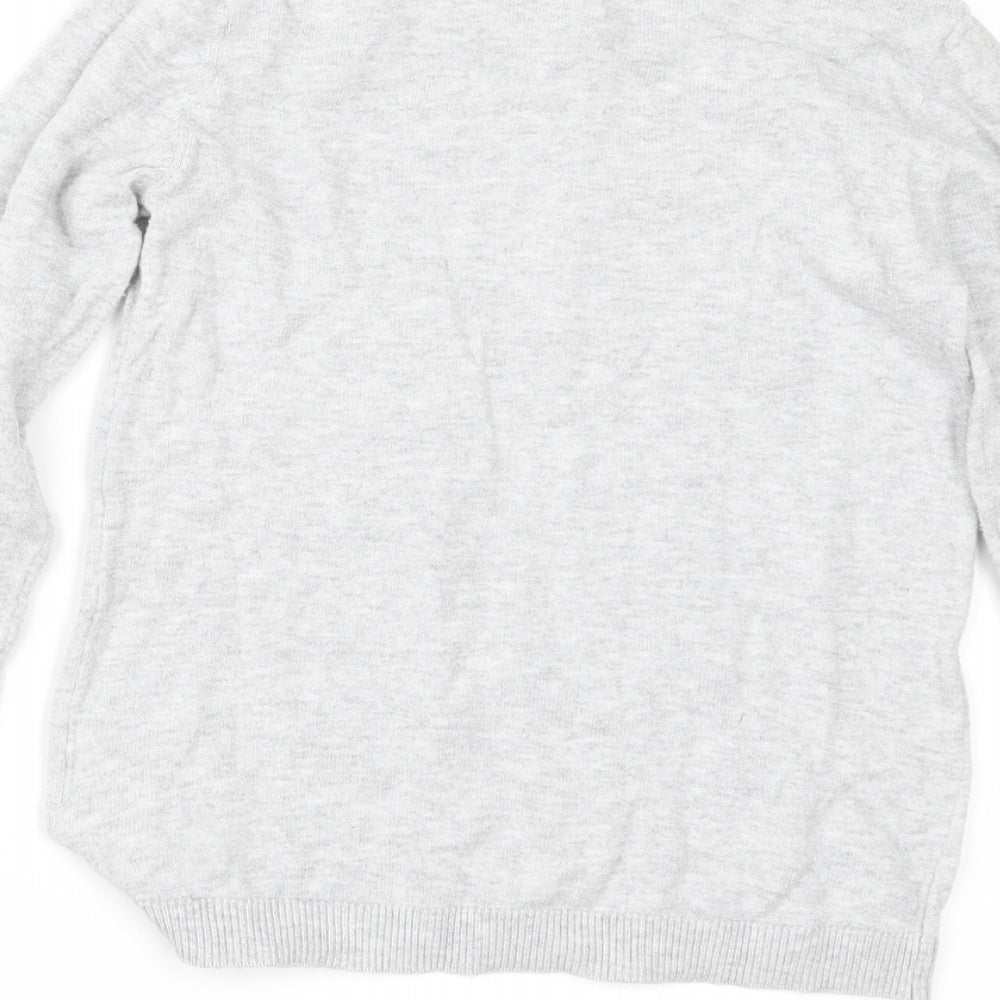 H&M Girls Grey   Pullover Jumper Size 7-8 Years  - sequin monkeys