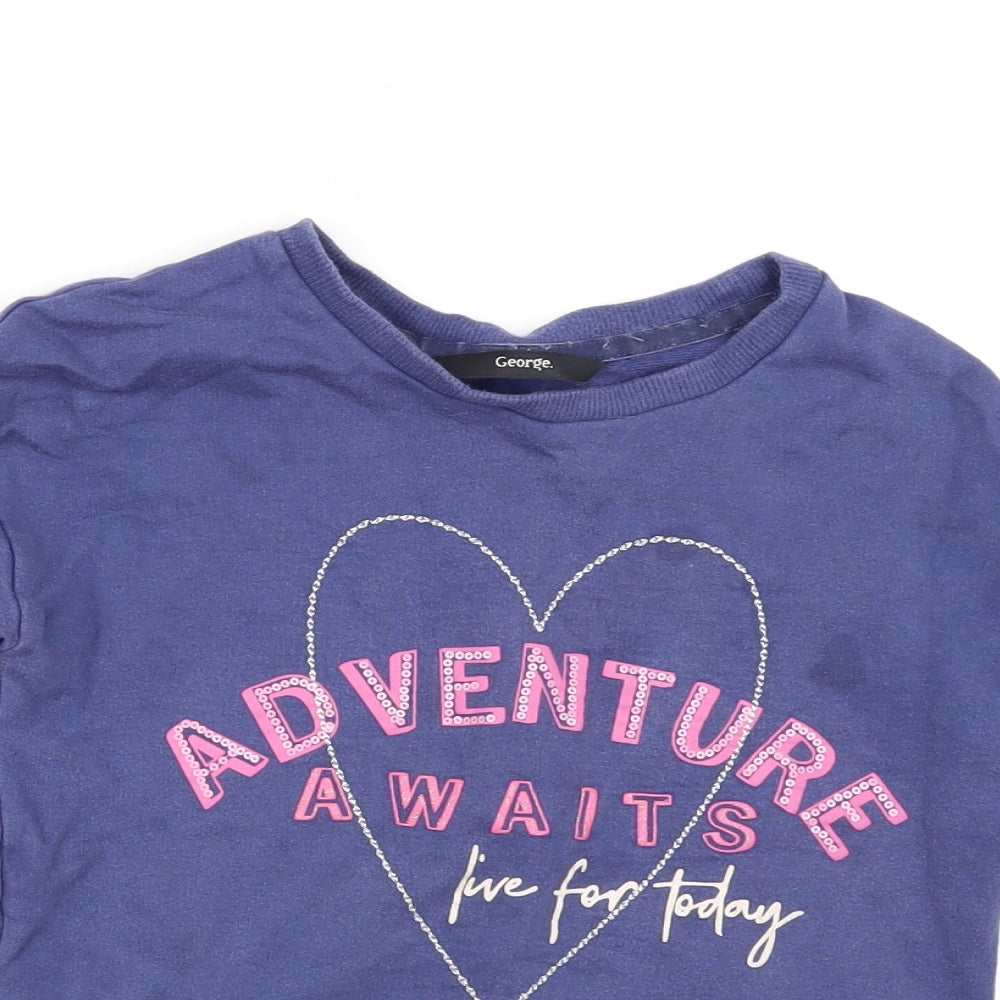 George Girls Blue   Pullover Sweatshirt Size 6-7 Years