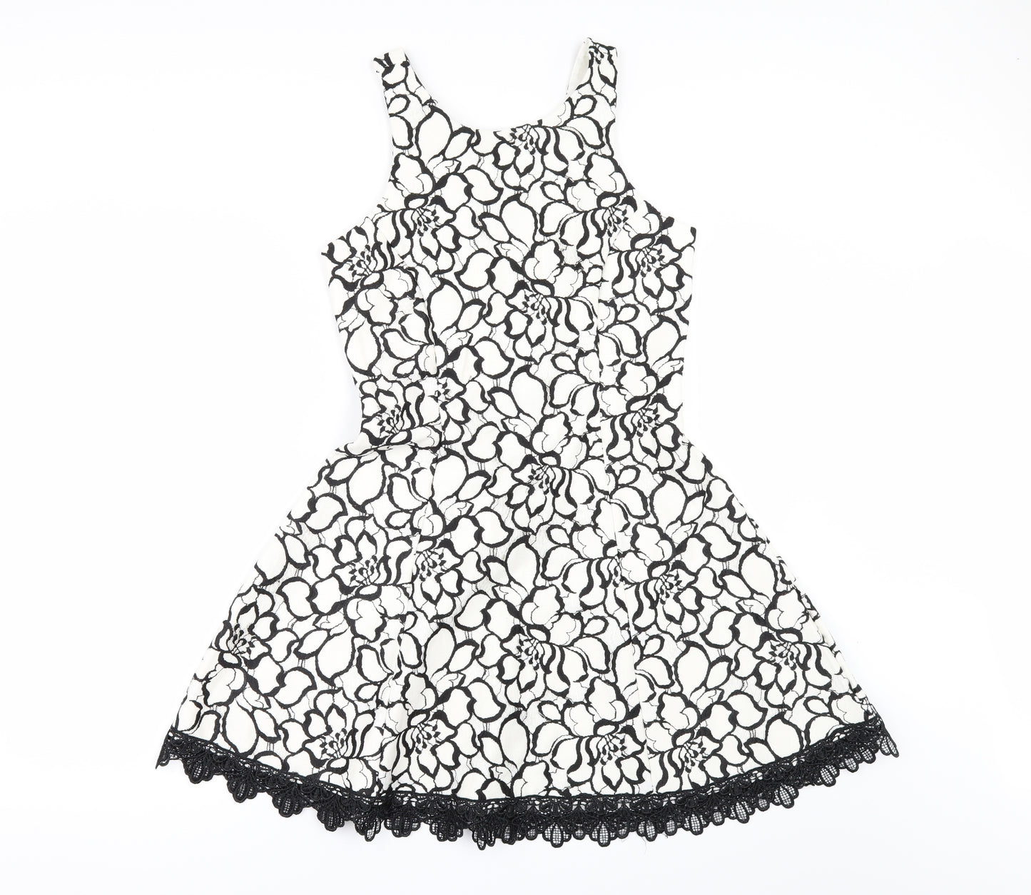 NEXT Womens White Floral  Skater Dress  Size 8