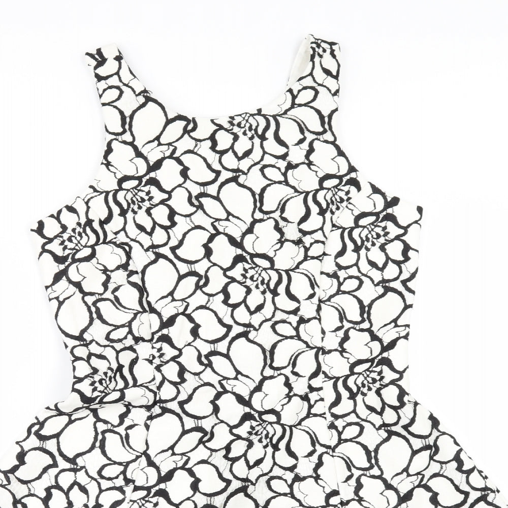 NEXT Womens White Floral  Skater Dress  Size 8