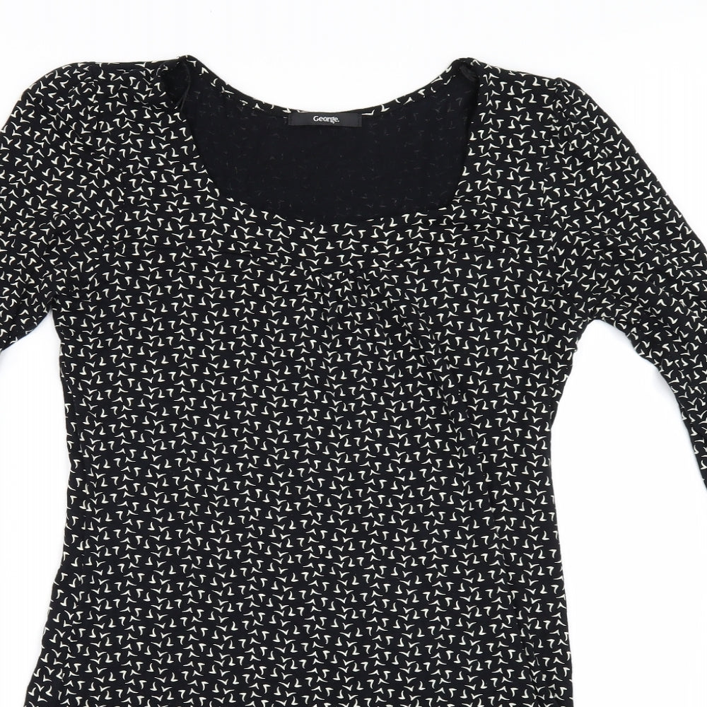 George Womens Black Geometric  T-Shirt Dress  Size 10