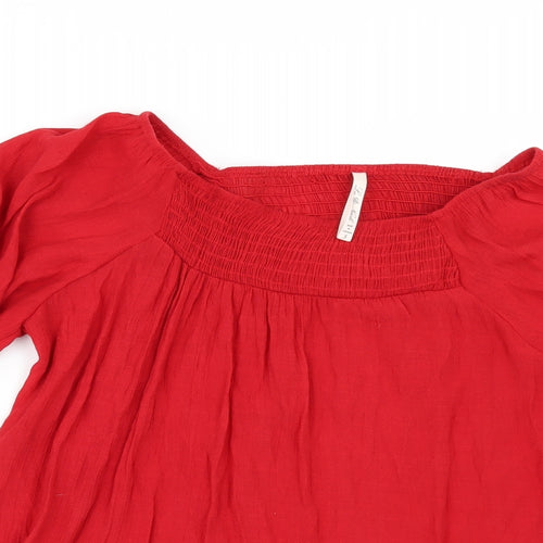 LEO NICOLA Womens Red   Tunic Blouse Size S