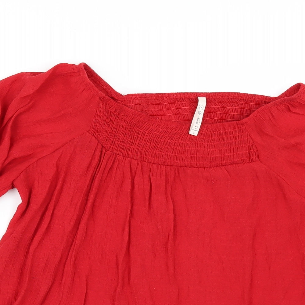LEO NICOLA Womens Red   Tunic Blouse Size S