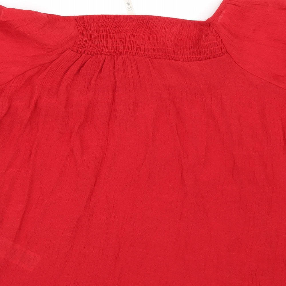 LEO NICOLA Womens Red   Tunic Blouse Size S