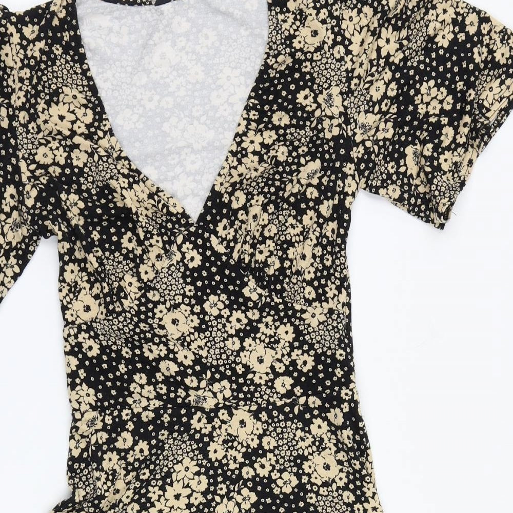 NEWLOOK Womens Black Floral  Fit & Flare  Size 6