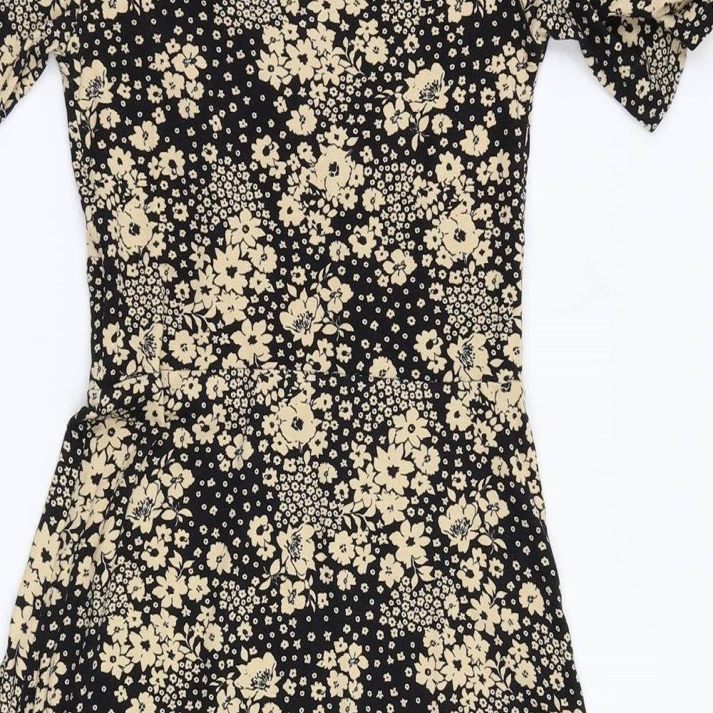 NEWLOOK Womens Black Floral  Fit & Flare  Size 6