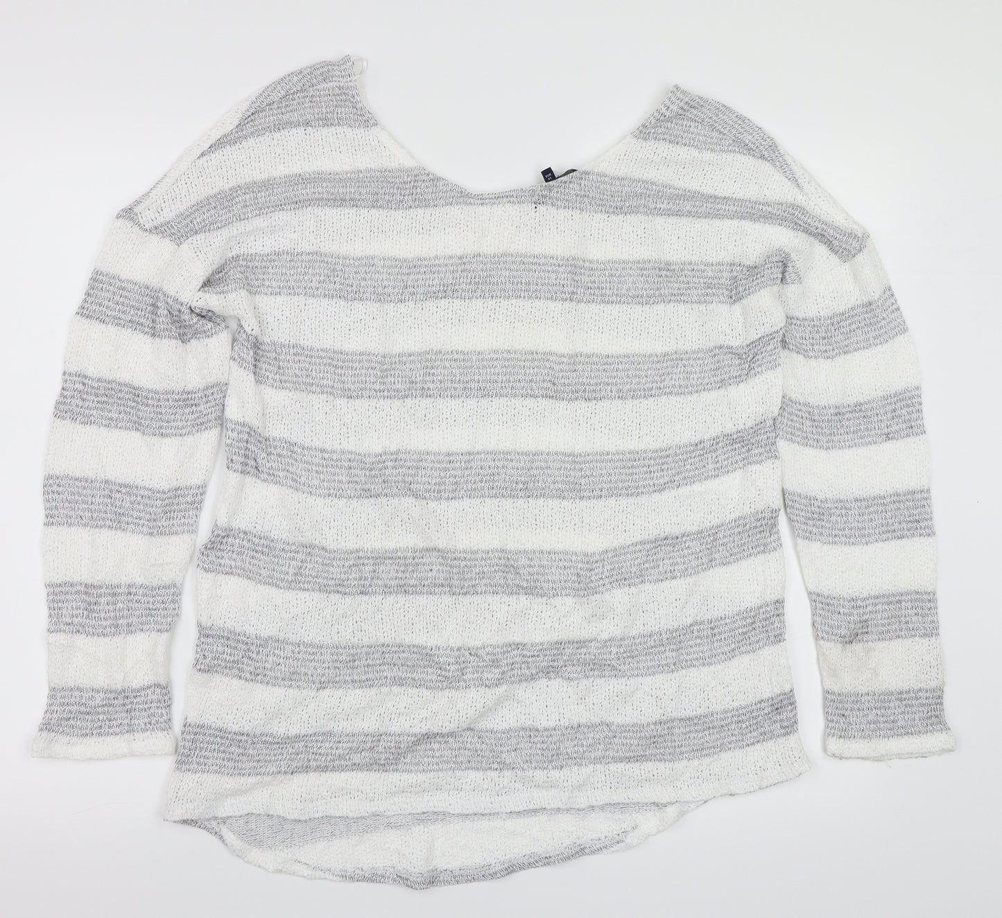 NEXT Womens White Striped  Pullover Jumper Size 14
