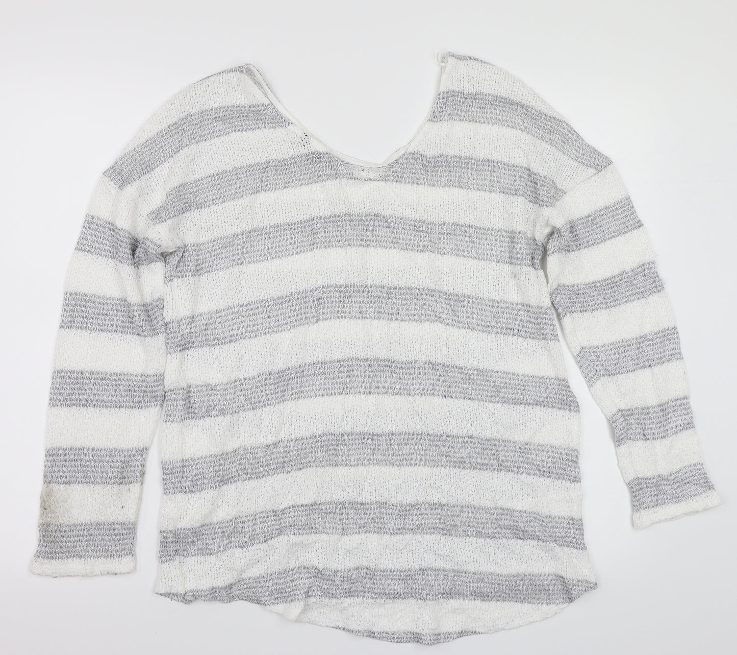 NEXT Womens White Striped  Pullover Jumper Size 14
