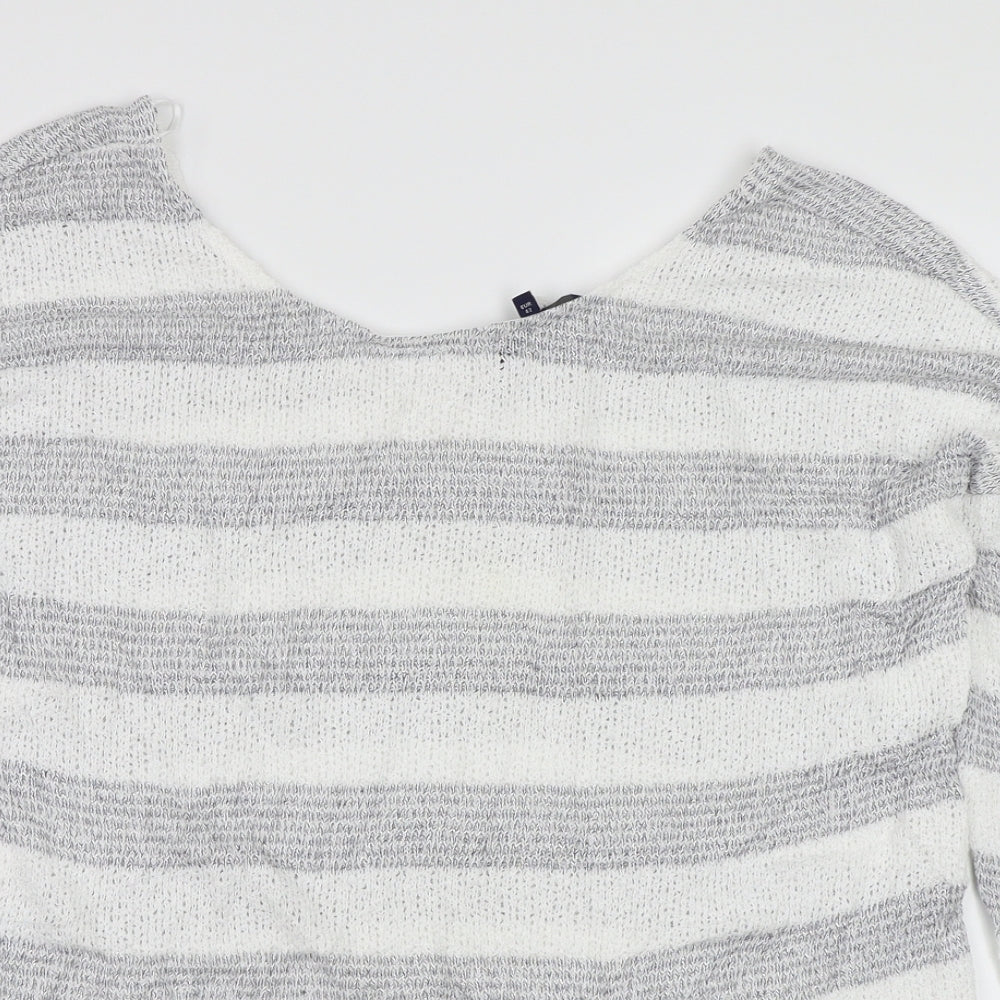 NEXT Womens White Striped  Pullover Jumper Size 14