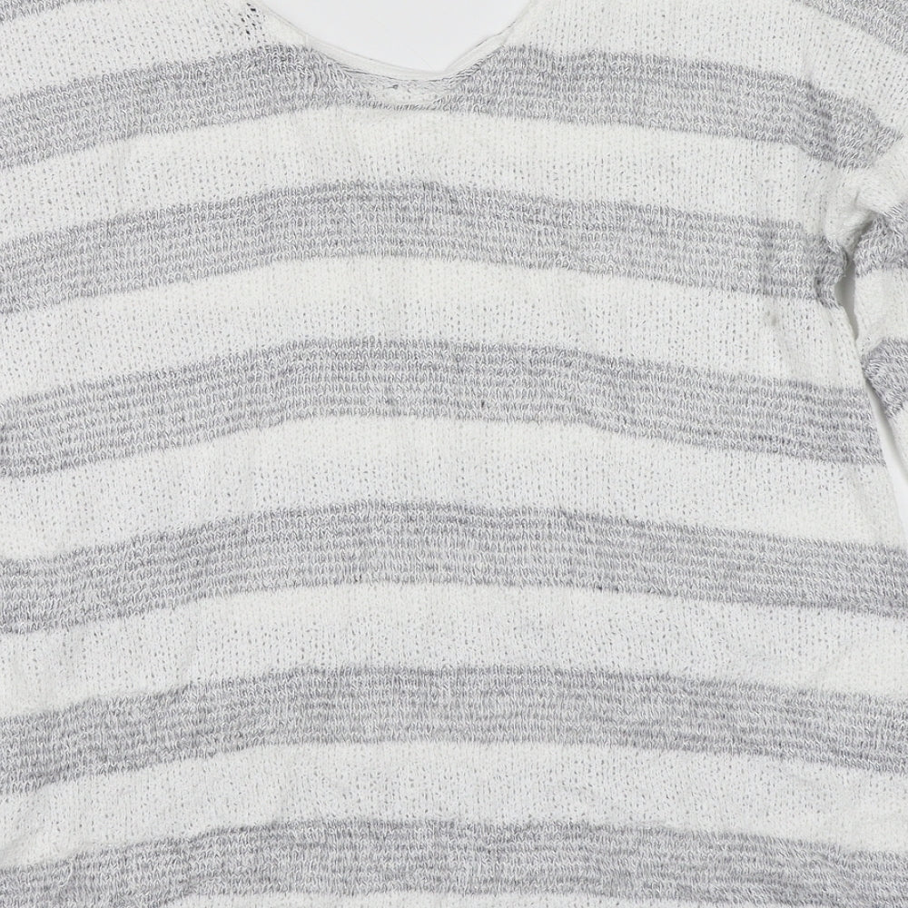 NEXT Womens White Striped  Pullover Jumper Size 14