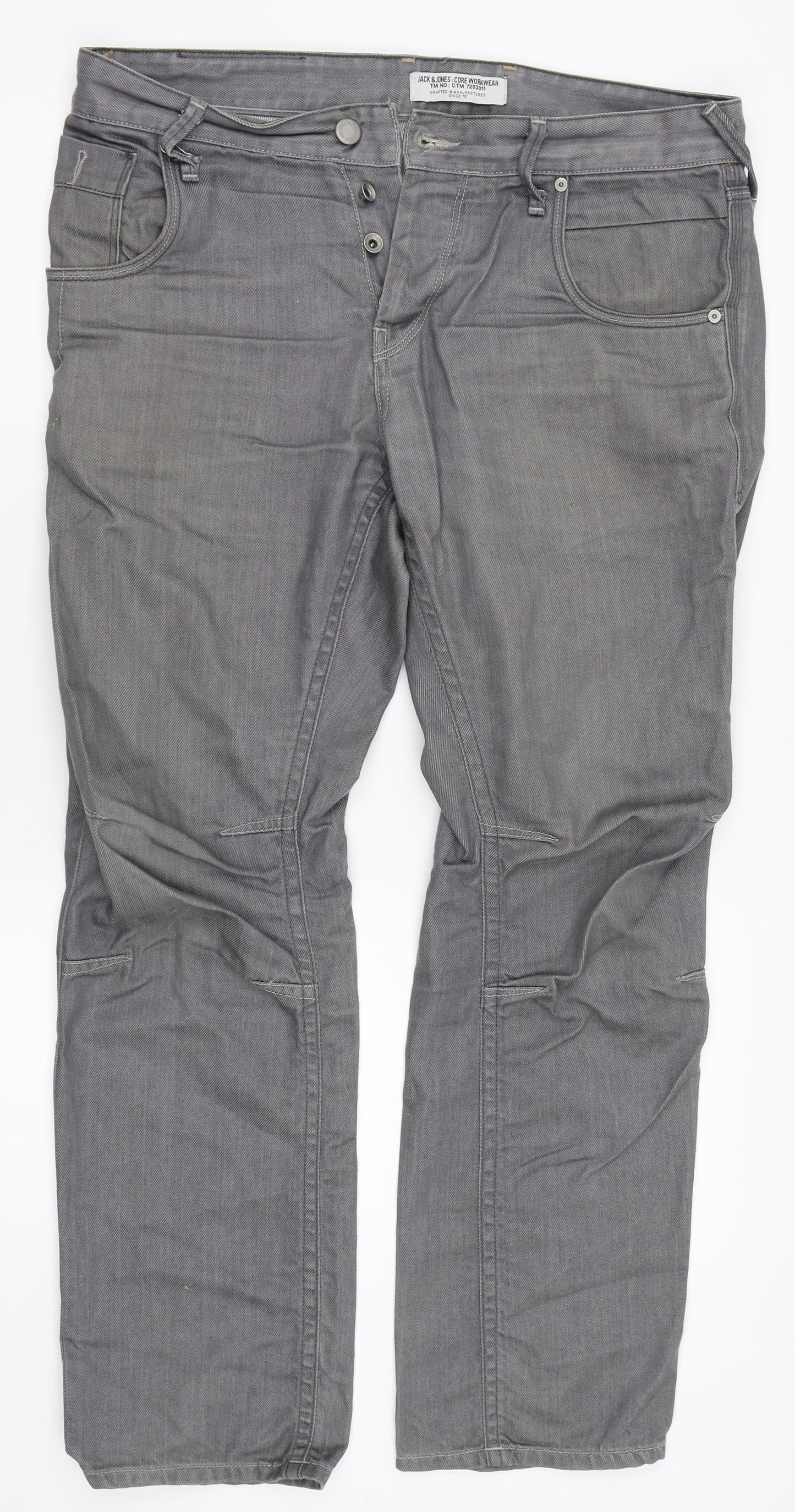 JACK & JONES Mens Grey   Straight Jeans Size 32 L30 in