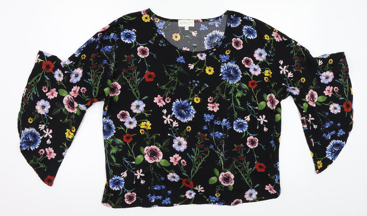 Apricot Womens Black Floral  Basic Blouse Size 14