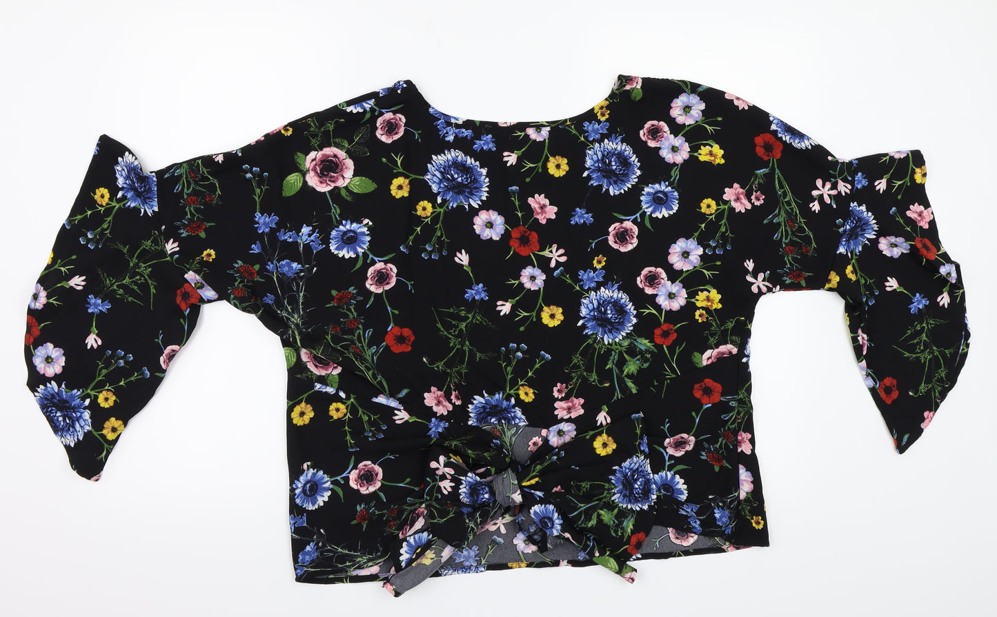 Apricot Womens Black Floral  Basic Blouse Size 14