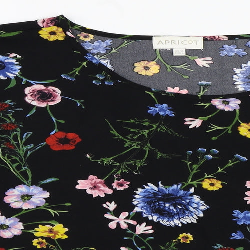 Apricot Womens Black Floral  Basic Blouse Size 14