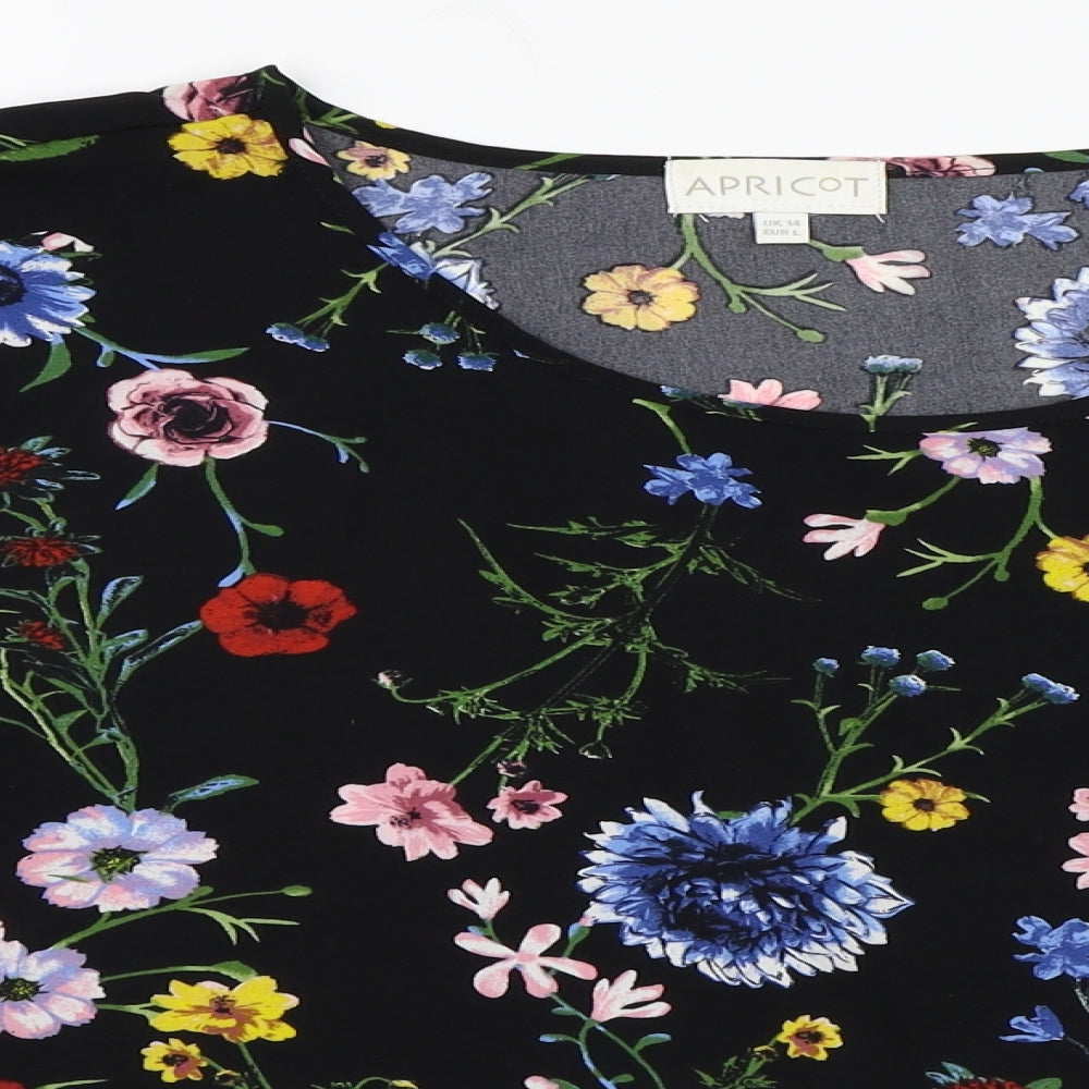 Apricot Womens Black Floral  Basic Blouse Size 14