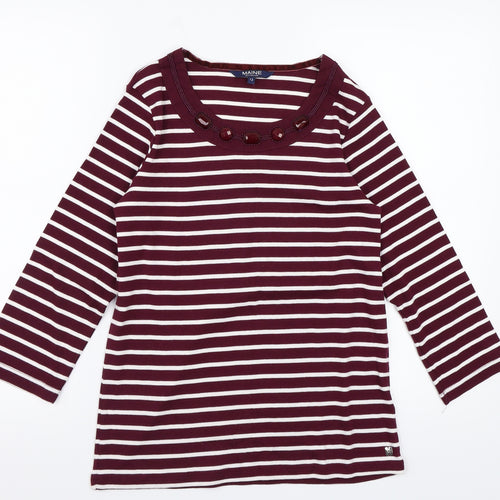 Maine Womens Purple Striped  Pullover Sweatshirt Size 12