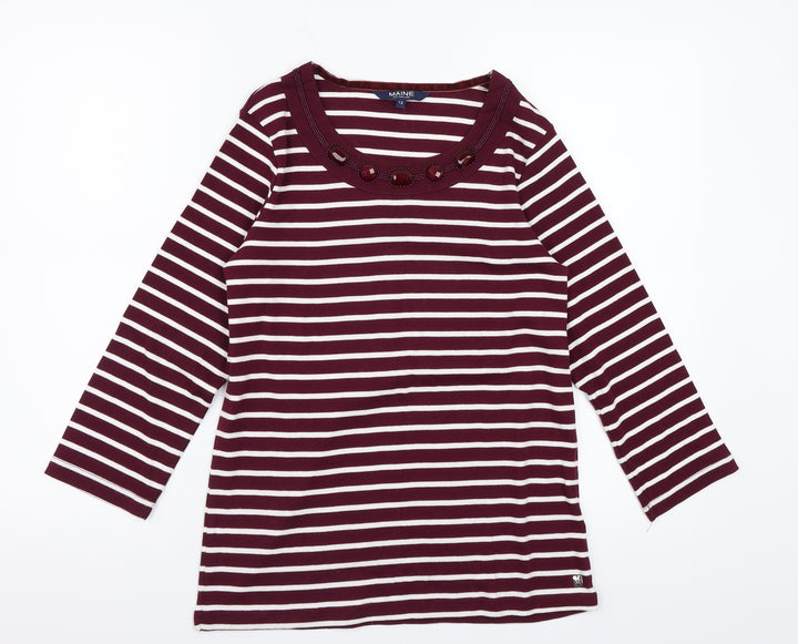 Maine Womens Purple Striped  Pullover Sweatshirt Size 12