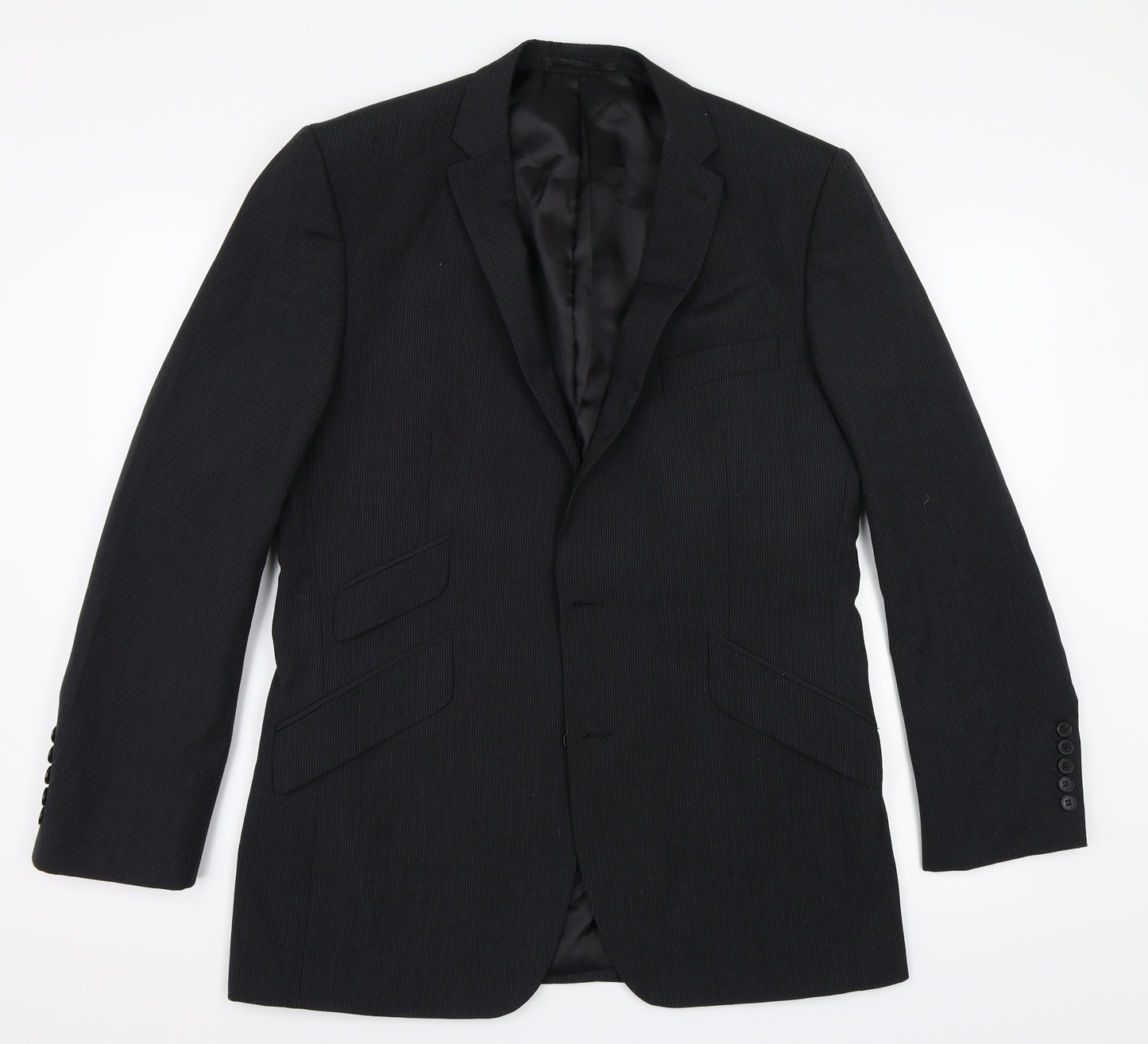 Gibson Mens Black Striped  Jacket Suit Jacket Size 40