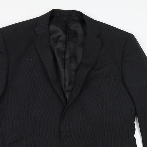Gibson Mens Black Striped  Jacket Suit Jacket Size 40