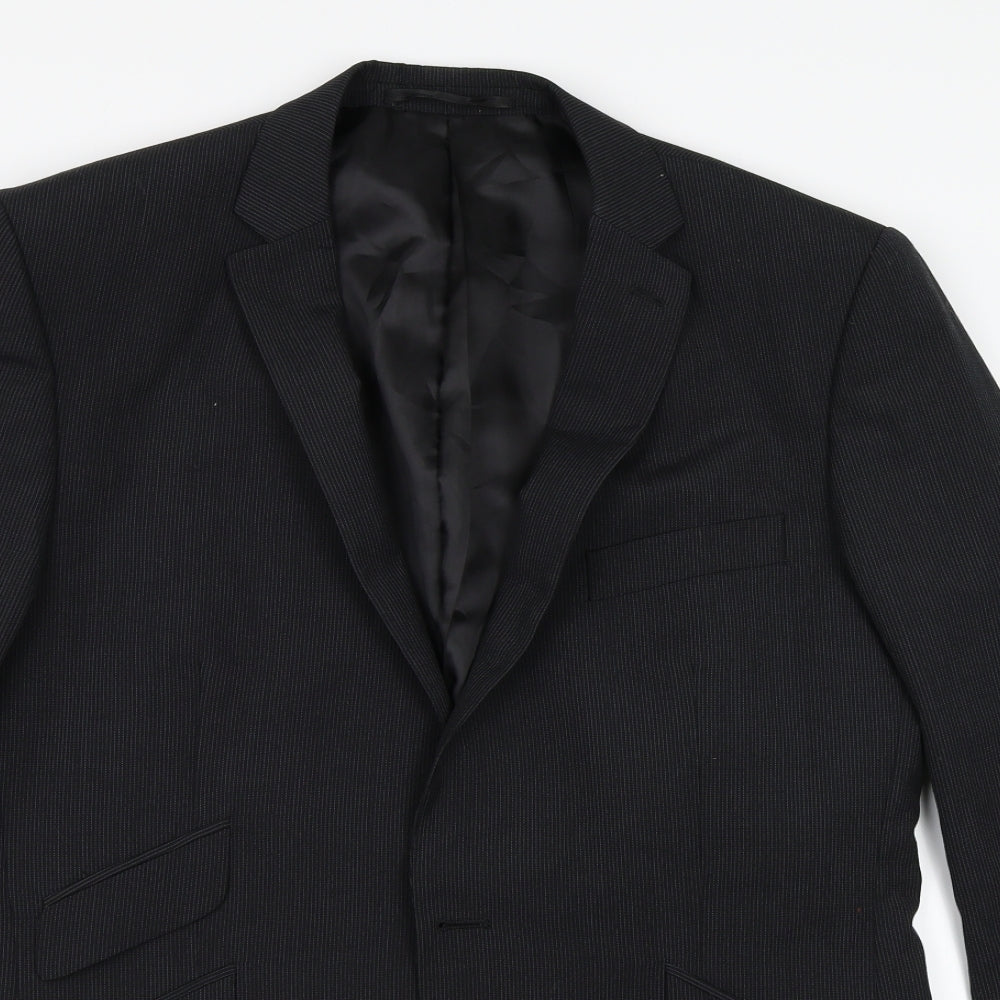 Gibson Mens Black Striped  Jacket Suit Jacket Size 40