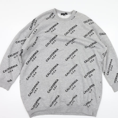 Missguided Womens Grey   Pullover Sweatshirt Size 14  - CALIFORNIA U.S.A