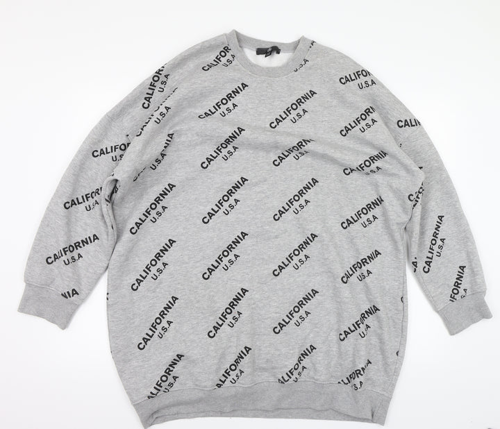 Missguided Womens Grey Pullover Sweatshirt Size 14 - CALIFORNIA U.S.A