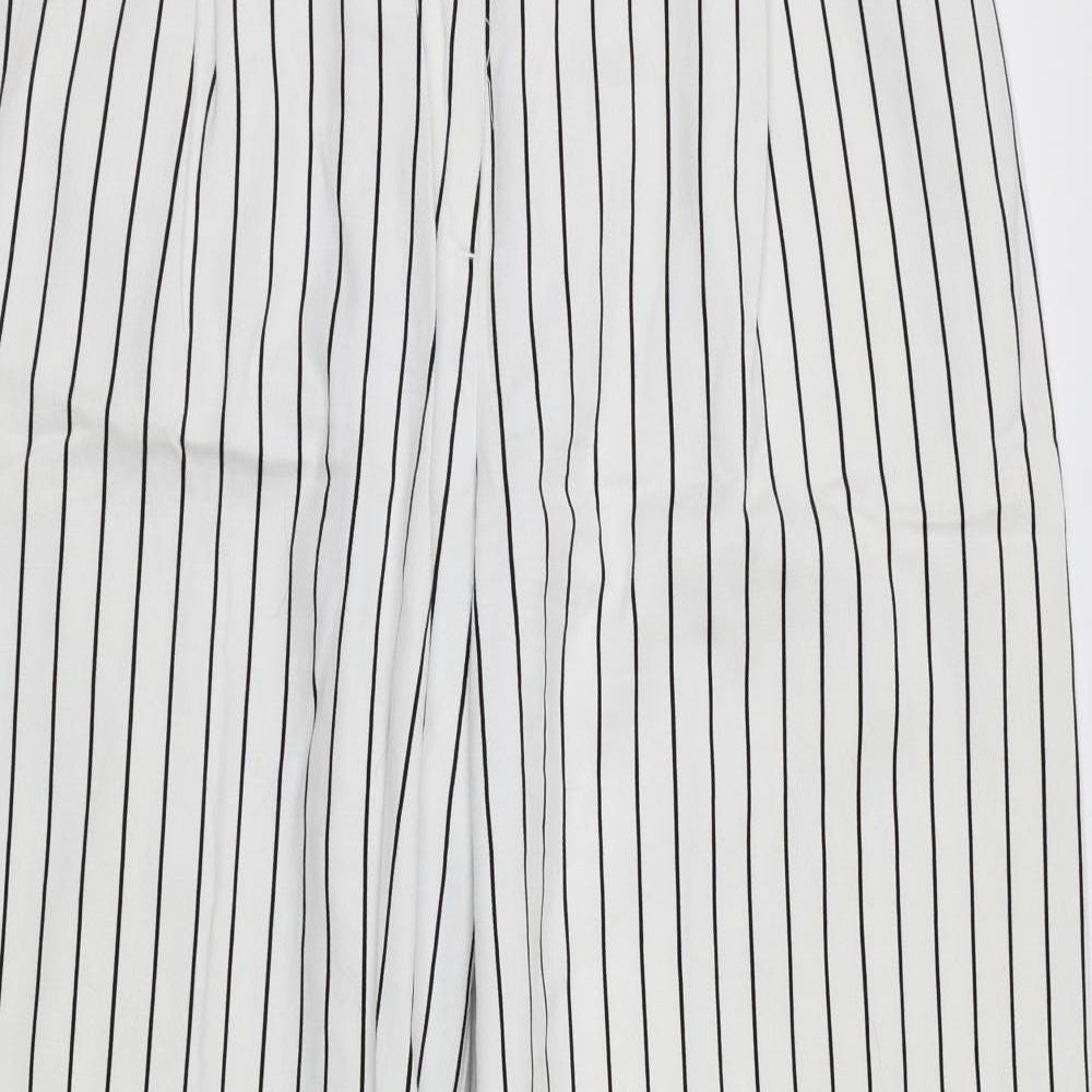 Monki Womens White Striped  Trousers  Size 12 L30 in
