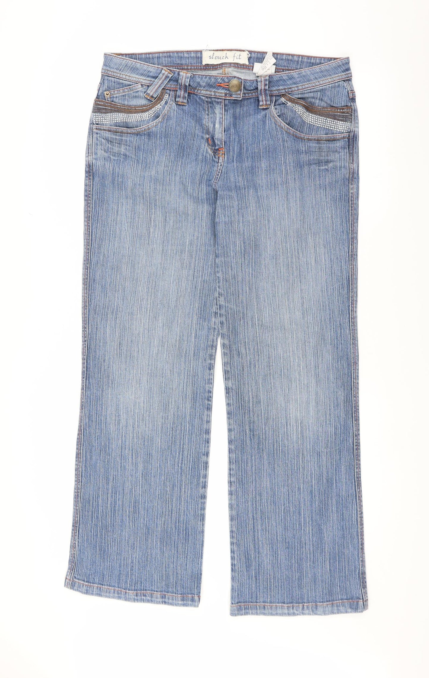 NEXT Womens Blue  Denim Straight Jeans Size 14 L31 in - slouch fit