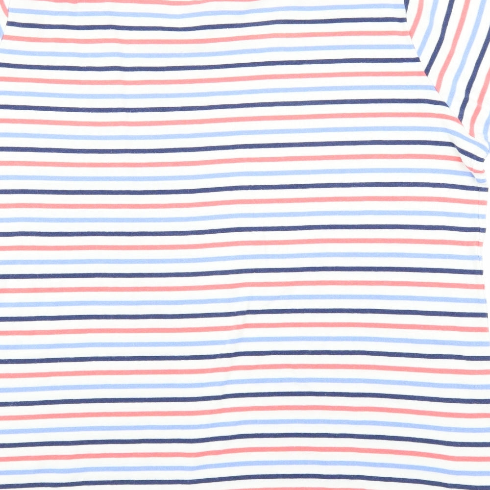 EWM Womens White Striped  Basic T-Shirt Size L