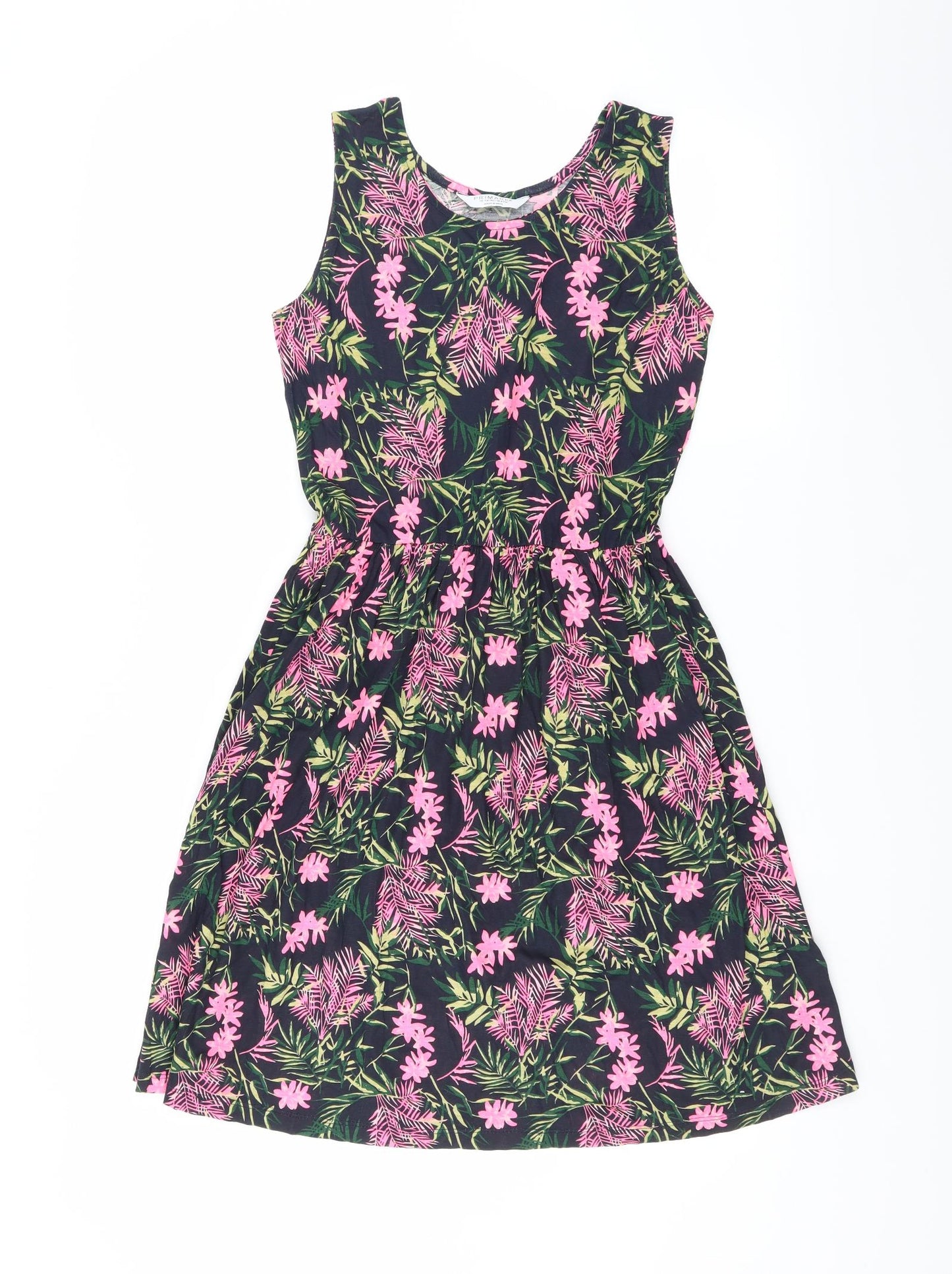 Primark Girls Black Floral  Fit & Flare  Size 13-14 Years  - flowers and leaves
