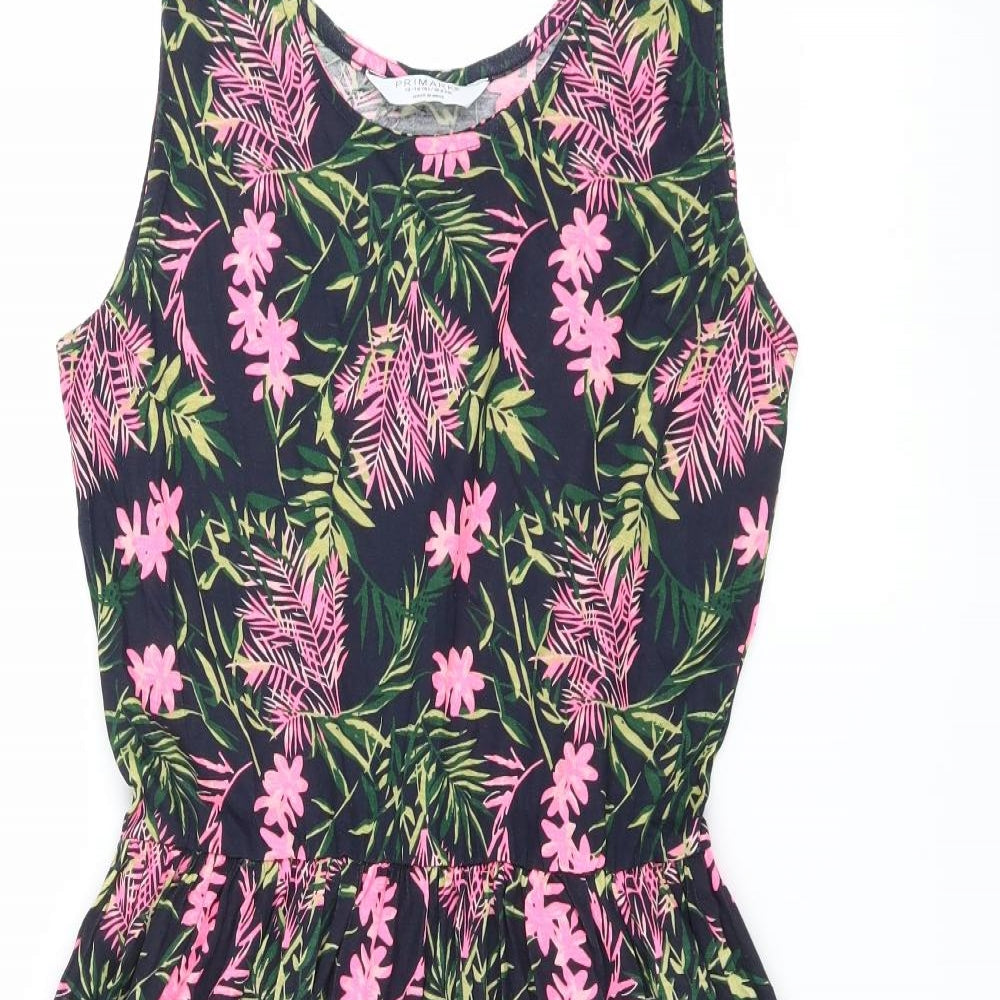 Primark Girls Black Floral  Fit & Flare  Size 13-14 Years  - flowers and leaves