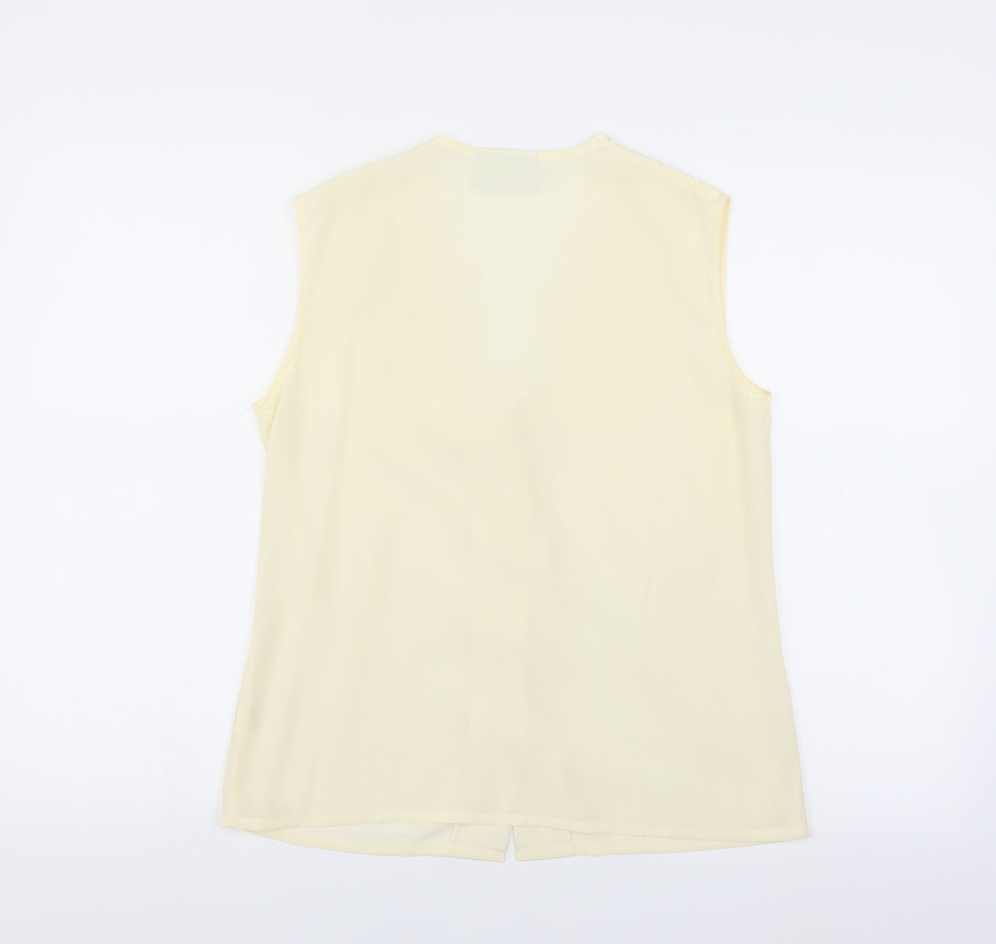 Imagination Womens Yellow   Basic Blouse Size 10  - floral Lace Neckline