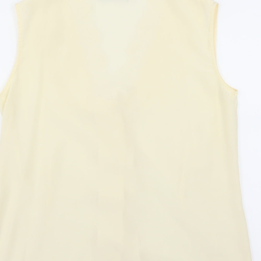 Imagination Womens Yellow   Basic Blouse Size 10  - floral Lace Neckline