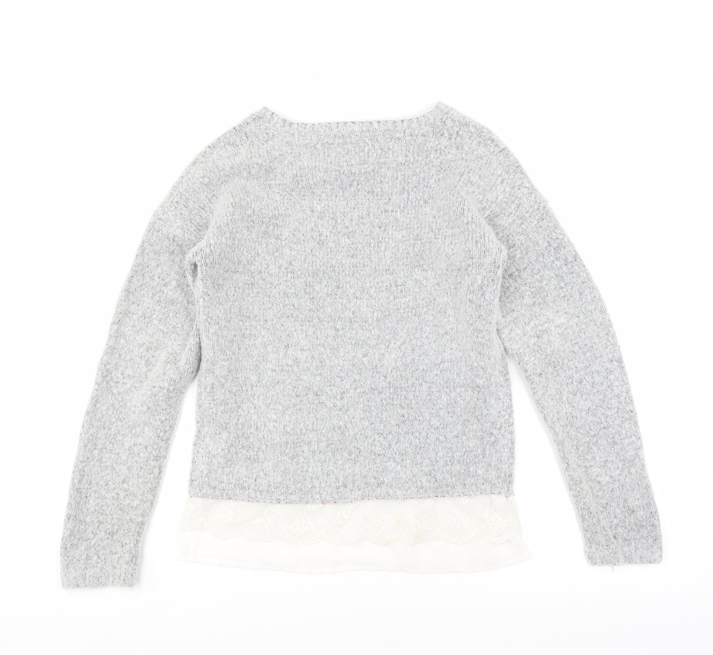 YD Girls Grey   Pullover Jumper Size 11-12 Years  - LACE UNDER TOP