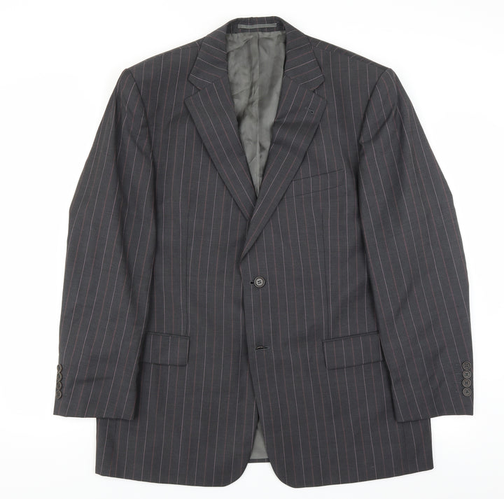 Angelico Mens Grey Striped Jacket Suit Jacket Size 40