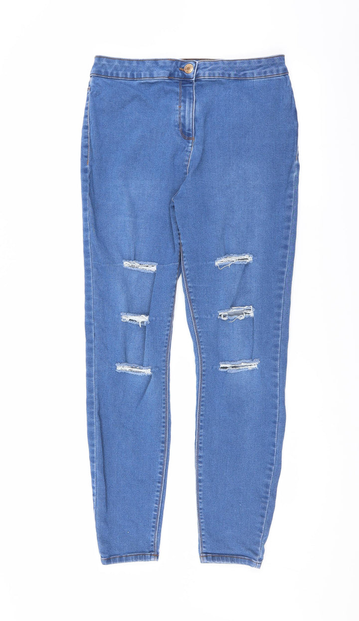 Payaya Womens Blue Denim Skinny Jeans Size 14 L28 in - distressed