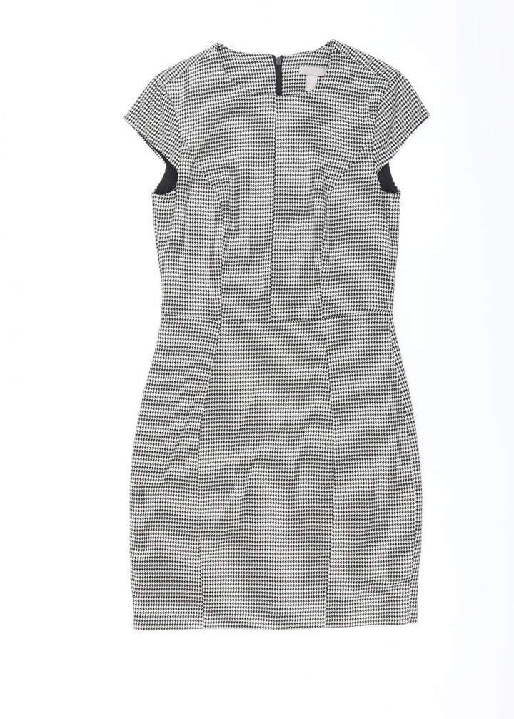 H&M Womens Green Houndstooth  Pencil Dress  Size 6