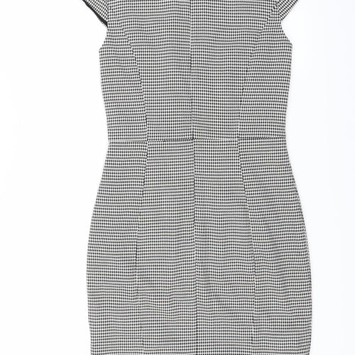 H&M Womens Green Houndstooth  Pencil Dress  Size 6
