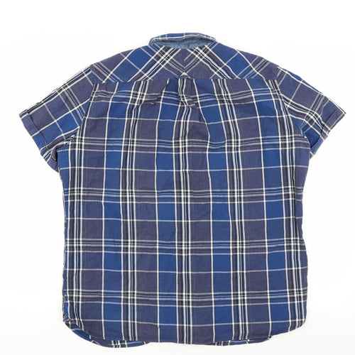 NEXT Mens Blue Plaid   Button-Up Size XL