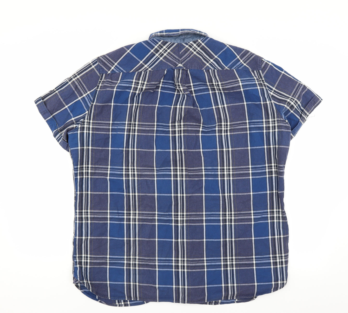 NEXT Mens Blue Plaid   Button-Up Size XL
