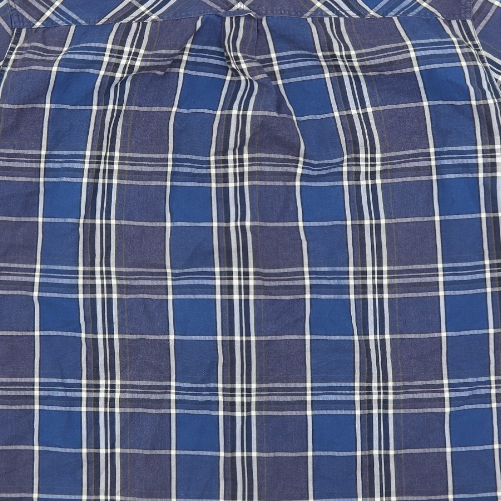 NEXT Mens Blue Plaid   Button-Up Size XL