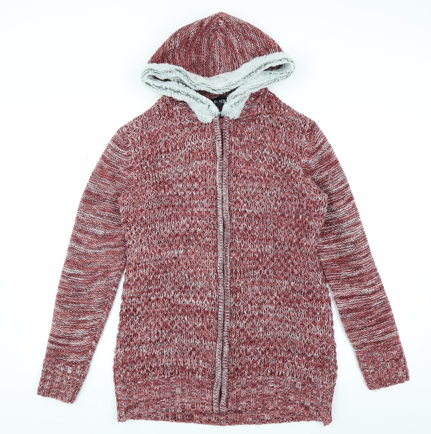 B You Womens Red   Cardigan Jumper Size 12  - hooded