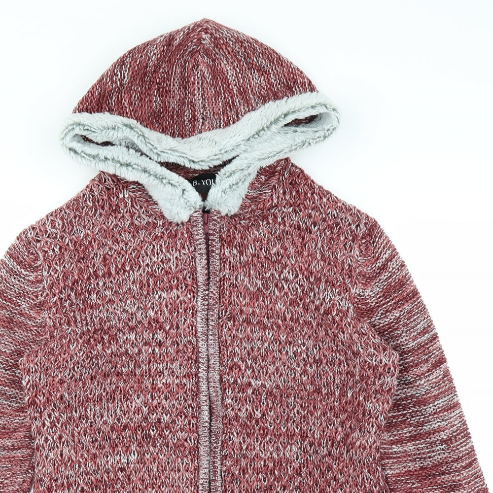 B You Womens Red   Cardigan Jumper Size 12  - hooded