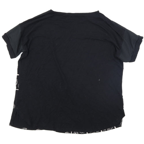 Select Womens Black Paisley  Basic T-Shirt Size 16