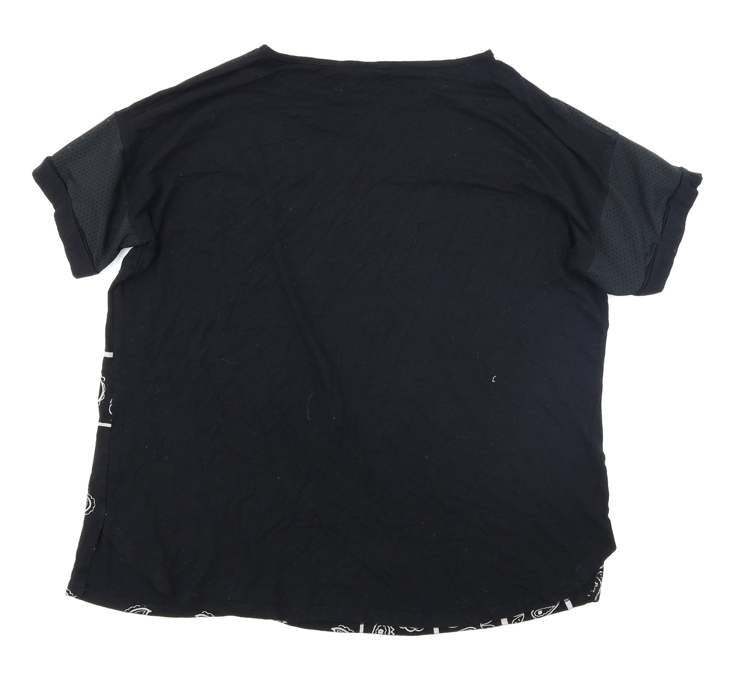 Select Womens Black Paisley  Basic T-Shirt Size 16