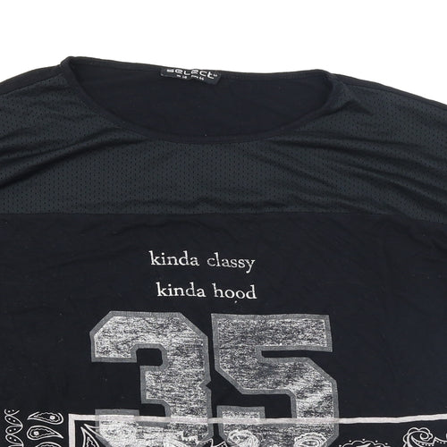 Select Womens Black Paisley  Basic T-Shirt Size 16