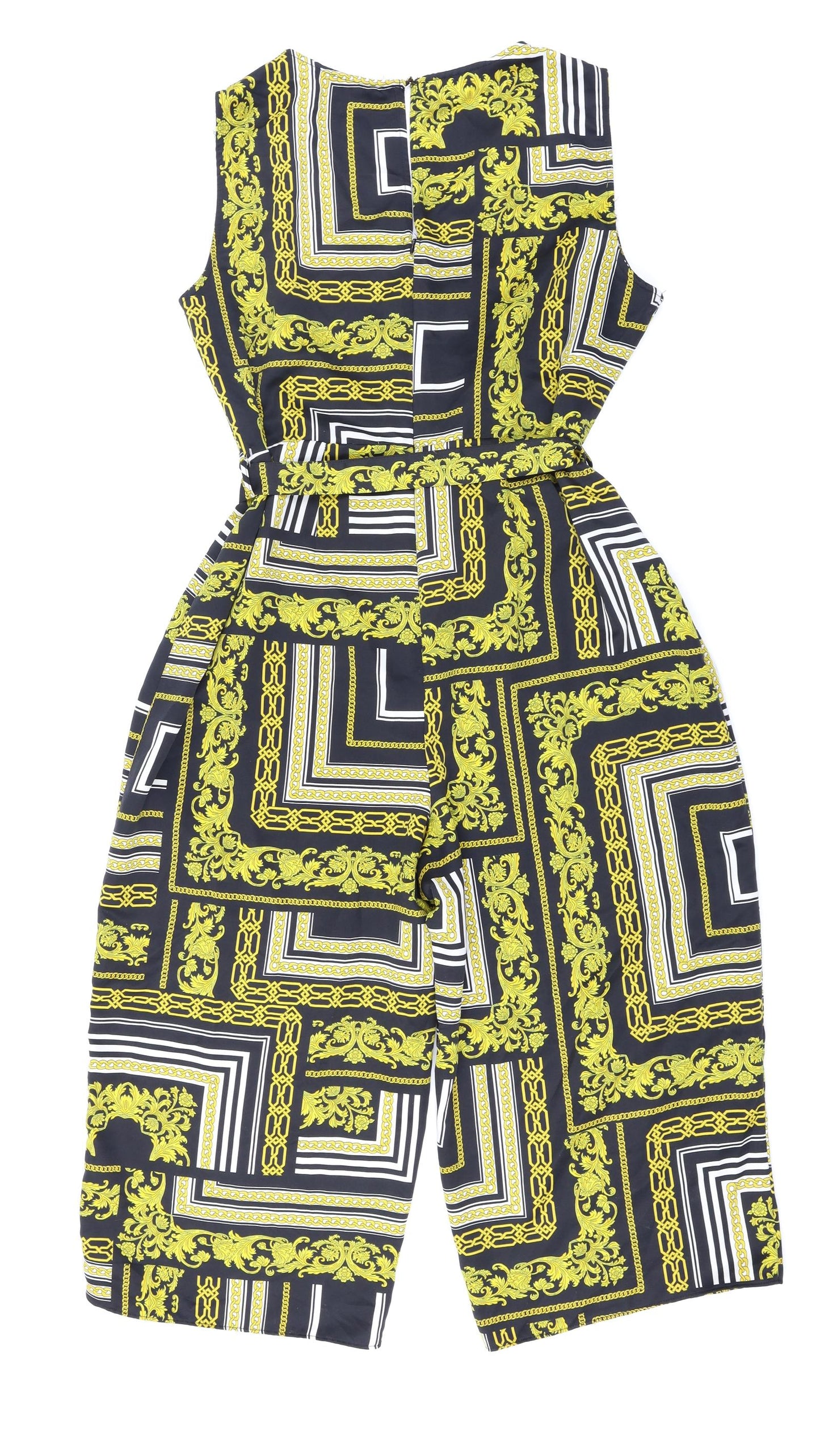 F&F Womens Black Batik  Jumpsuit One-Piece Size 10 L20 in
