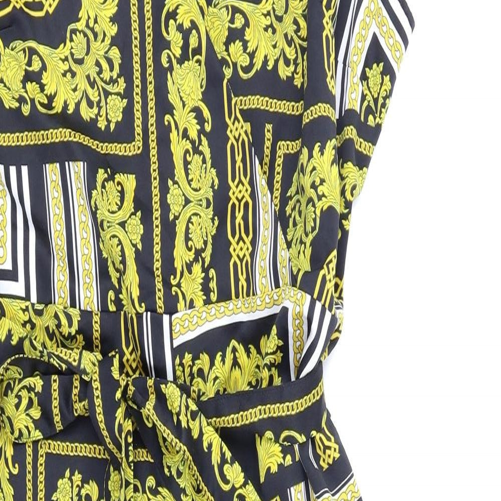F&F Womens Black Batik  Jumpsuit One-Piece Size 10 L20 in