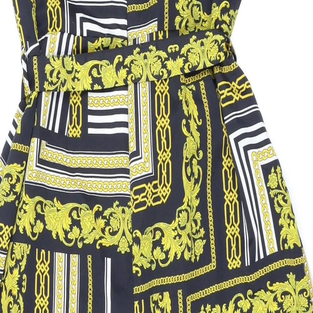 F&F Womens Black Batik  Jumpsuit One-Piece Size 10 L20 in