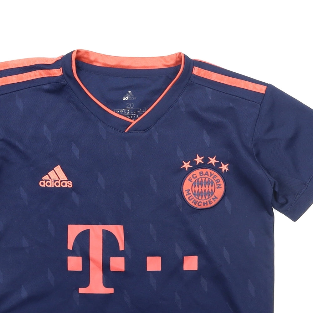 adidas Boys Blue   Basic T-Shirt Size 7 Years  - FC Bayern Munchen